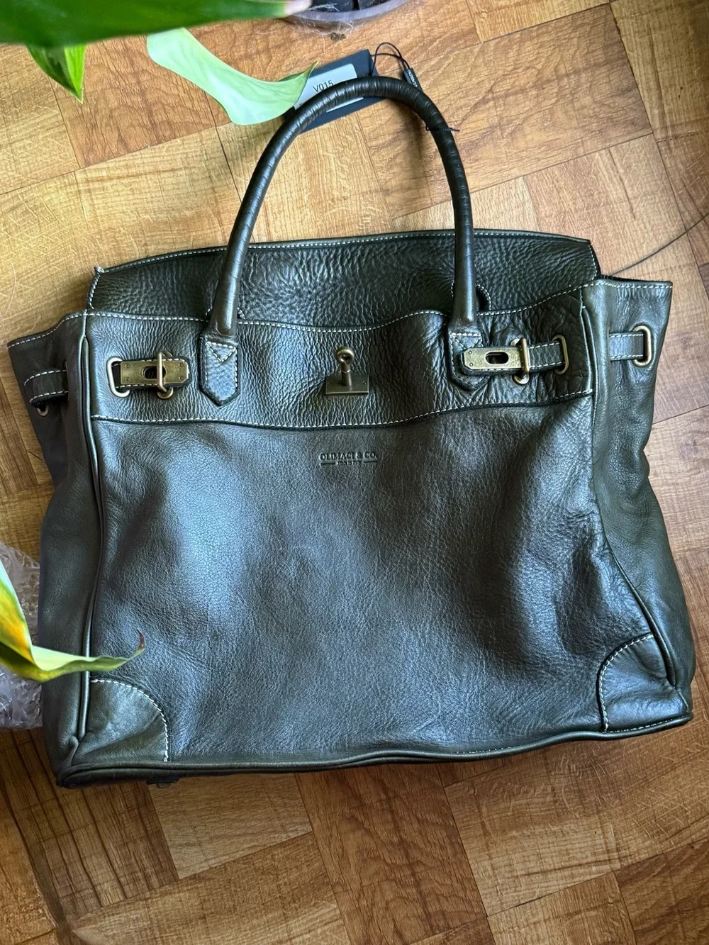 Olive Green Firenze Soft Leather Handbag by Olimaci Co. (Firkin Style bag)